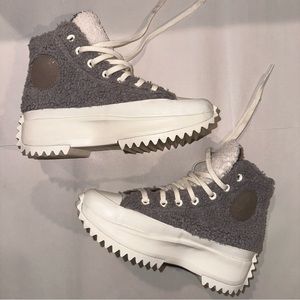 Converse Run Star Hike Chunky Sherpa High Top Grey & White Women’s 6.5